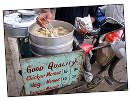 Chicken dumplings on a bicycle